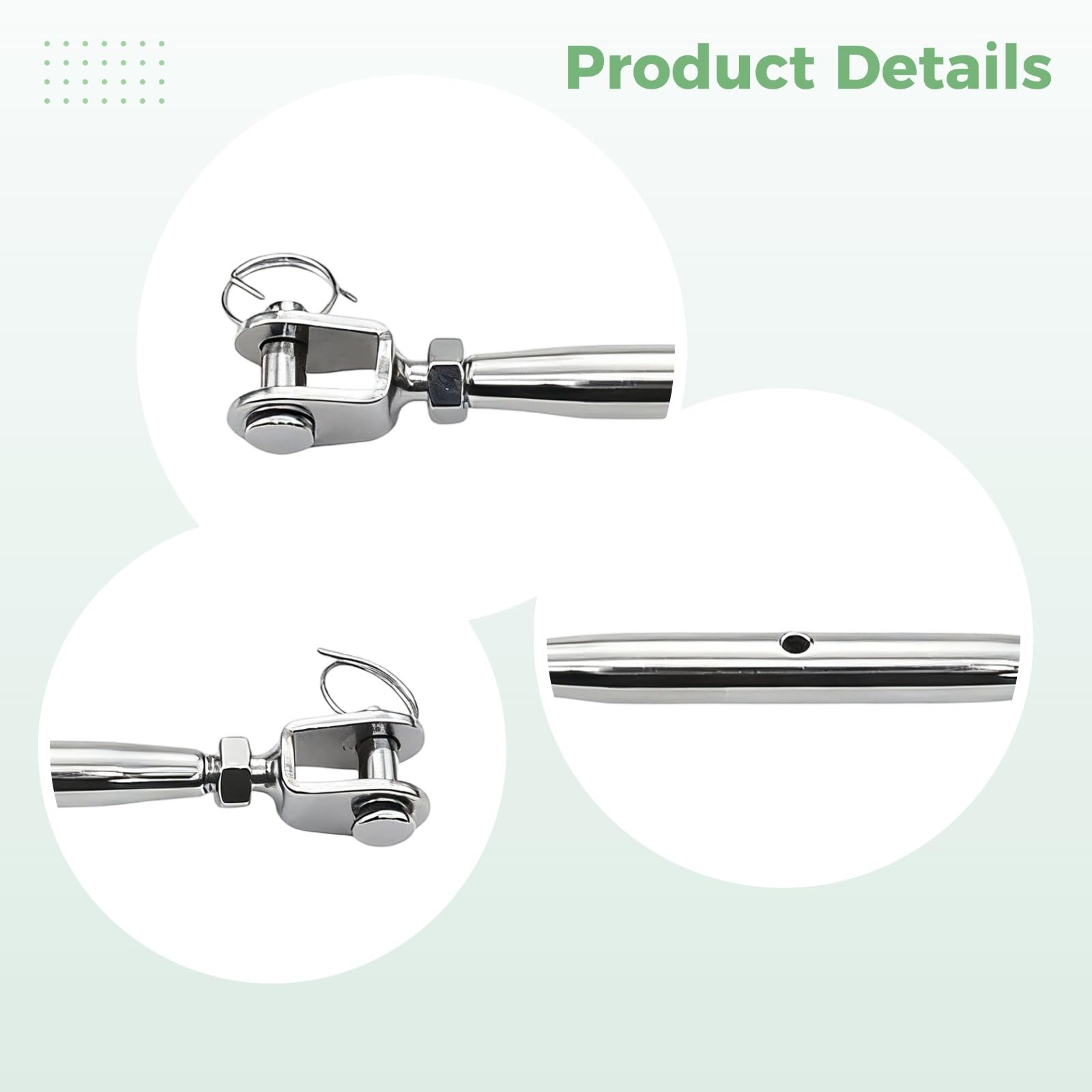 Tendeur M12 en acier inoxydable 304, corps fermé, réglage de longueur de 9,8 à 14,2 pouces / 25 à 36 cm, adapté au tirage et à la tension de câble d’acier, usage intensif