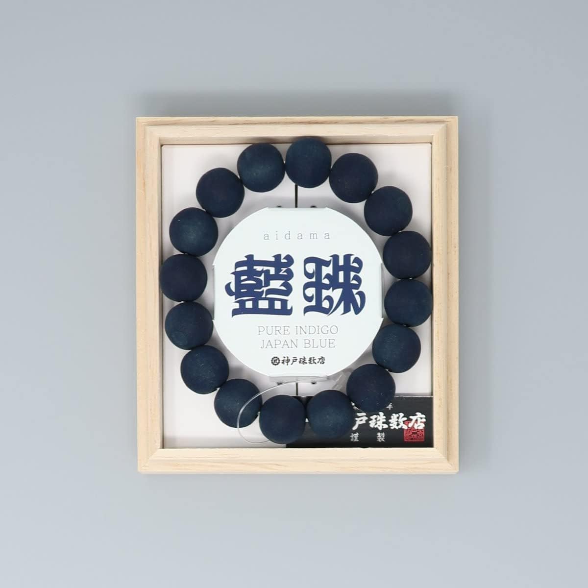京都あさひ屋 Japanese Aizen indigo wild cherry tree wood bracelet for women juzu prayer bead rosary zen Kyoto Natural Gift Present Mala Bead for unisex
