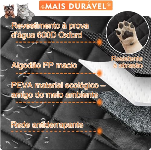 Capa Banco de Carro, Transporte Pets, Cães e Gatos. Protetora, Impermeável, Antiderrapante, Resisten