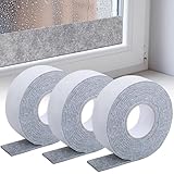 Nkiy Quen 3 Roll 16.4Ft x 2Inch Window Condensation Prevention Absorber, 5mm Thick Condensation Water Moisture Absorber Tape, Reusable Gray Window Condensation Absorber Strips to Prevent Condensation