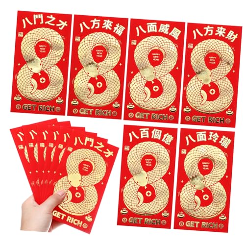VILLFUL 30個蛇年赤い封筒 旧正月ラッキーマネーポケット 伝統的な蛇柄と箔装飾 春節祭祝い用多様デザイン現収納袋
