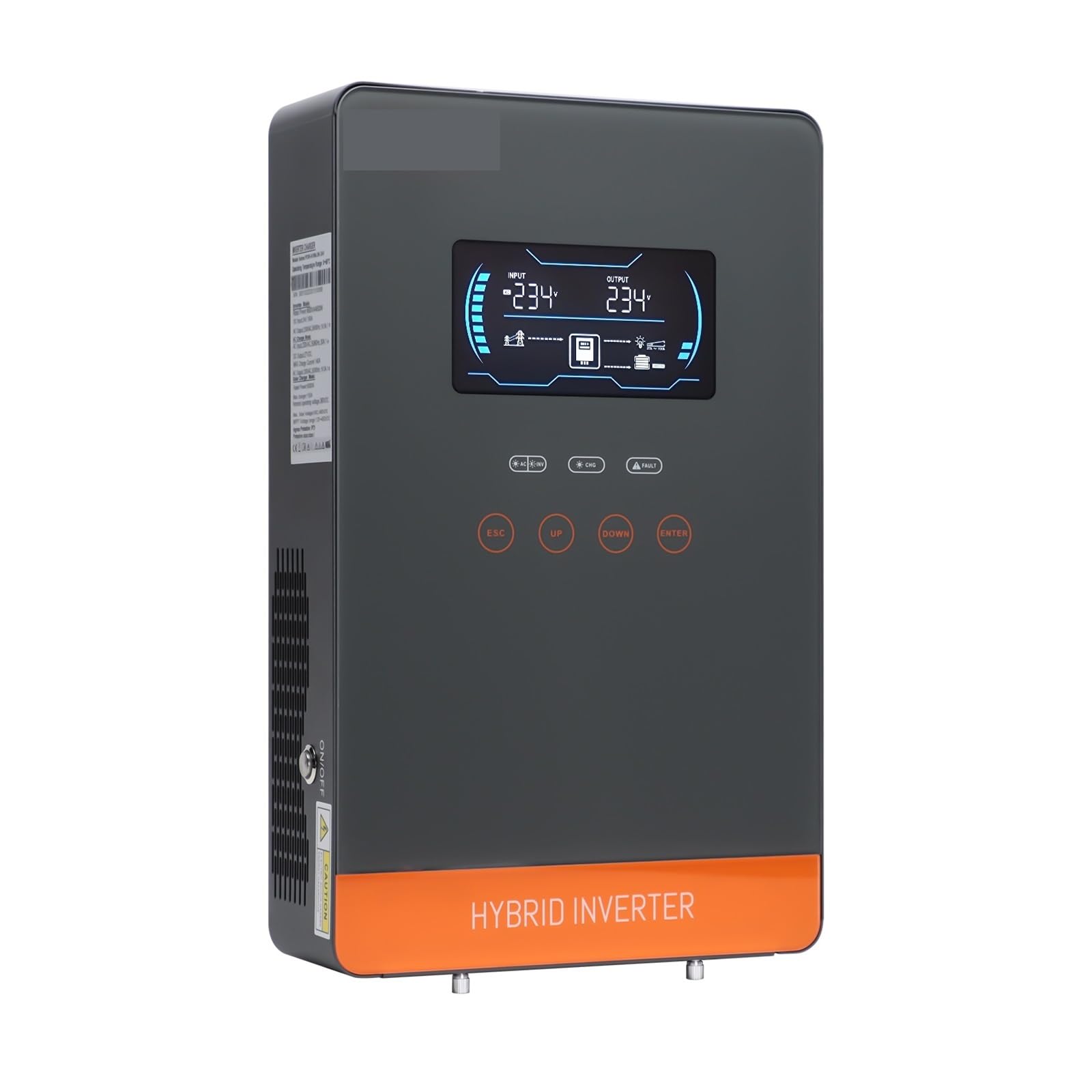 Kontroler ładowania 4500W 6500W hybrydowy inwerter słoneczny 24V 48V 230VAC off-grid z ładowarką słoneczną MPPT 150A 6.25 Cal przycisk dotykowy(4500W 24V,Without WiFi)