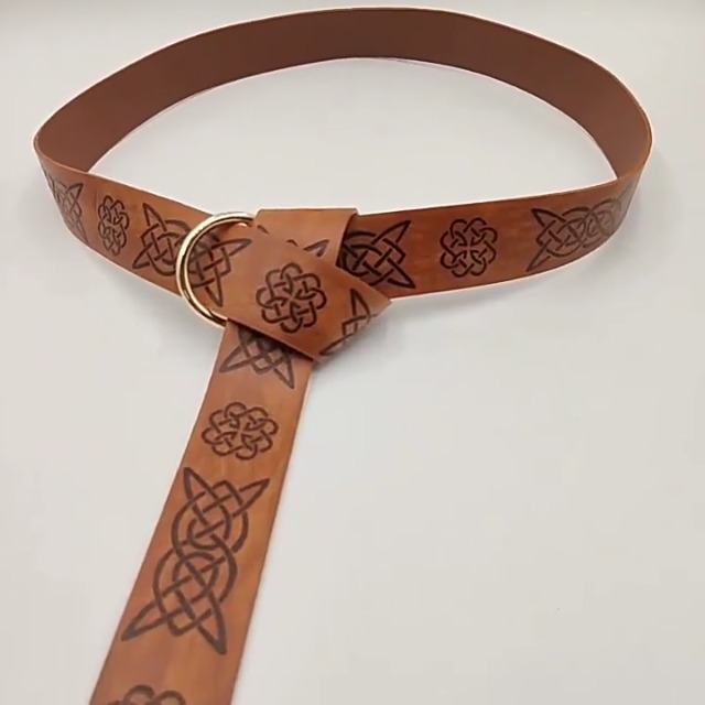 Medieval Viking Belt for Men Renaissance Knight Belt Embossed PU Leather O Ring Belt Viking Costume LARP Accessories - Image 8