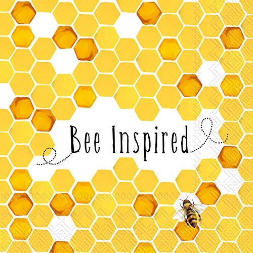 Boston International Bienen Cocktailservietten, Gelb, 20 Stück