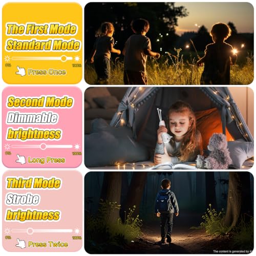 Image of Teprewes White Cat Outdoor Kid's Flashlight Rechargeable, Led Flashlight, Fun and Lightweight Kid Flashlight Suitable for Camping and Outdoor Exploration, Dog Walking, Birthday Gift