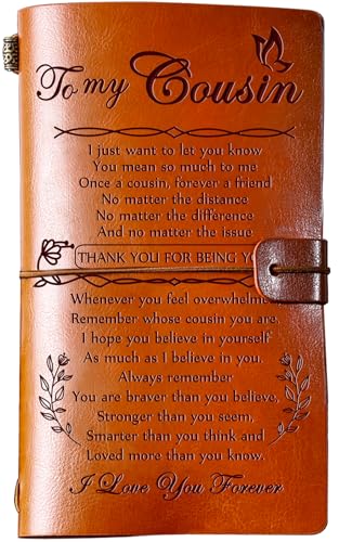 Hiipeenow Cousin Gifts for Women, 140 Pages Leather Journal Present, Birthday Valentines...