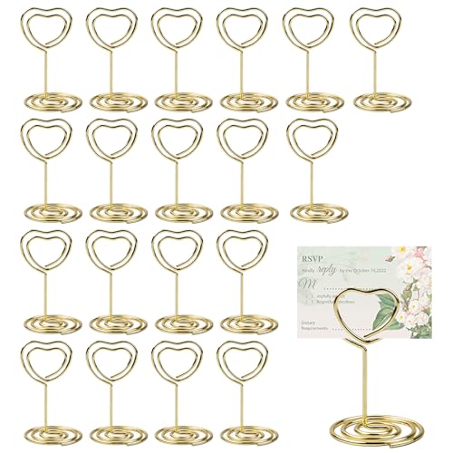 YqsIbth Table Number Holders, 20 PCS Place Card Holders, 2 Inch Mini Place Card Holders Table Number Stands Wedding Table Numbers Holder for Weddings Banquets Party(Gold)