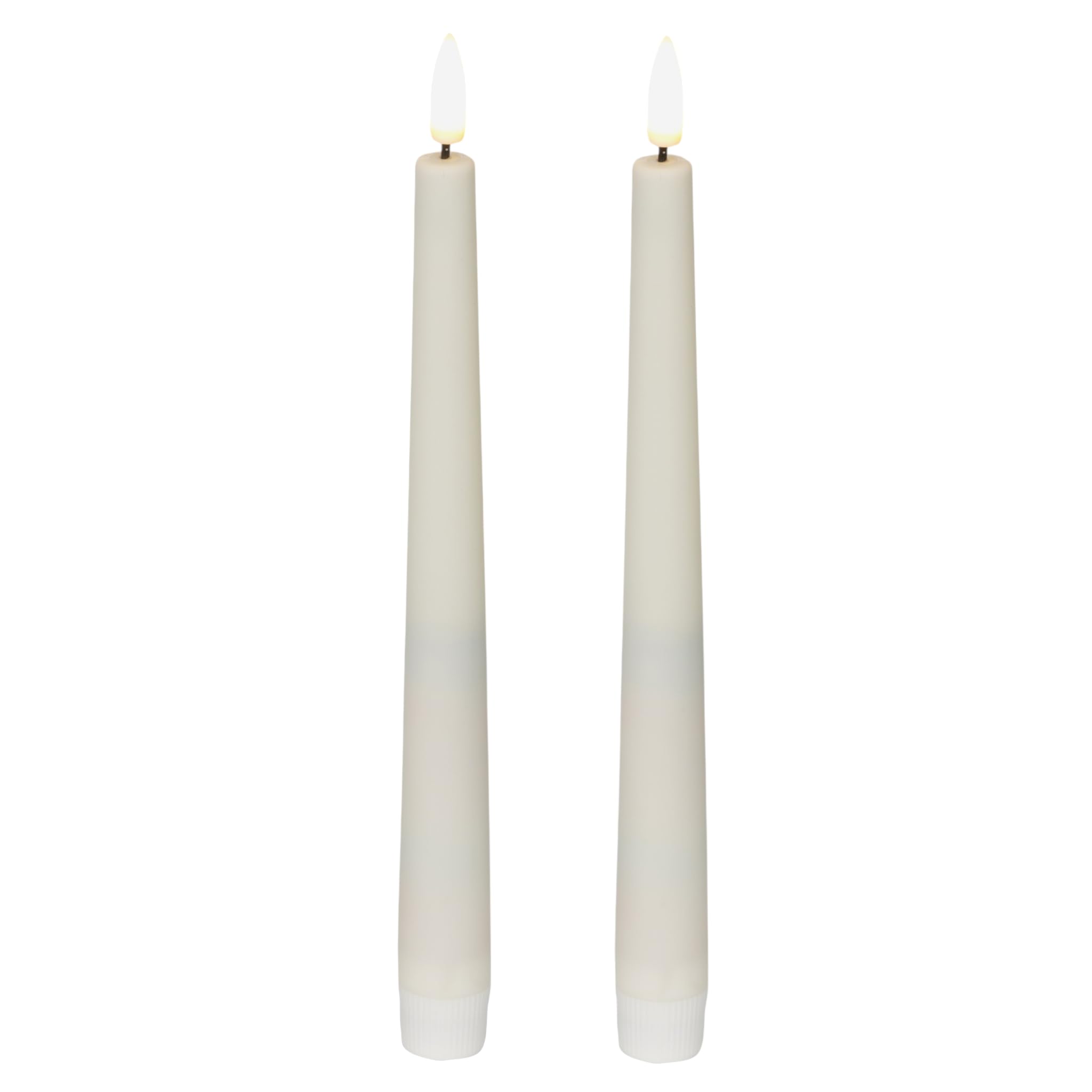 MIJOMA LED Real Wax Candle with Realistic Flame, Timer and Battery Operated, Indoor LED Candle with Warm White Light, Natural Look (White - White, Outdoor Taper Candle, Diameter 2.2 cm x 25.5 cm) — image 1