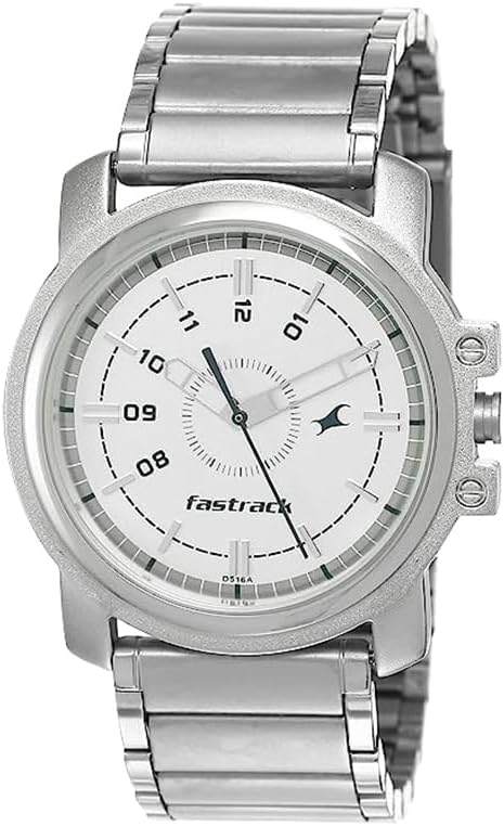 Fastrack Quartz Analog Silver Dial Silver Stainless Steel Strap Watch for Guys - NS3039SM01