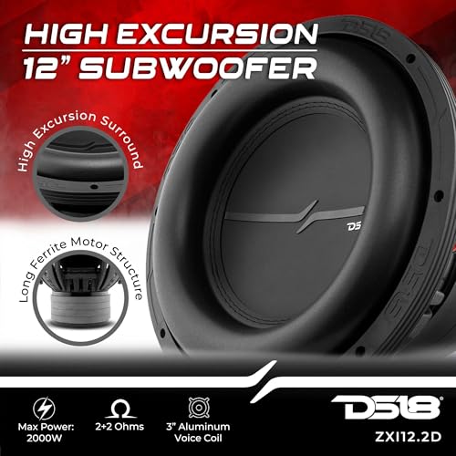 image for DS18 ZXI12.2D 12 Inches High Excursion Car Subwoofer - 2000 Watts Dual