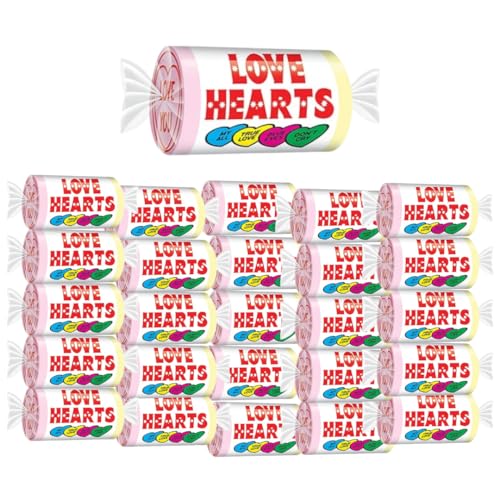 Pack of 30 Love Heart Mini Rolls Candy Sweets for party bags
