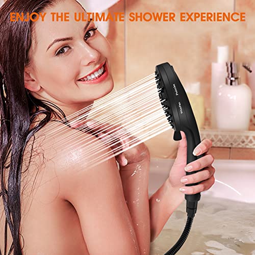 High Pressure Shower Head With Handheld, 59 Inch Stainless Steel Shower Hose, 10 Functions Powerful Shower Spray, Anti-Clog Nozzles, Built-In Power Wash To Clean Tub Top, Tile & Pets (Matte Black) #TOP7