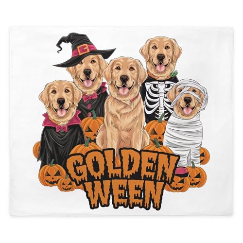 CafePress Golden Ween: A Halloween Celebration for Golden Re King Duvet Cover, Printed Comforter Cover, Unique Bedding