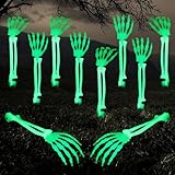 Halloscume 12 Pcs Halloween Luminous Skeleton Arm Decorations Glow in The Dark Realistic Skeleton Stakes for Halloween Garden Lawn Yard Patio Graveyard Sign Decor Outdoor Indoor Party Favor Supplies
