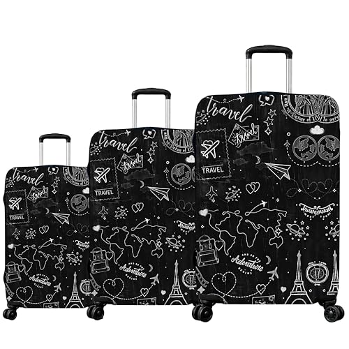 Image of Printed Luggage Cover for Traveling Bag & Suitcase - Stretchable & Scratchproof Trolley Protector with Velcro Lock & Lightweight Washable Material(Suitcase Not Included, Only Cover in Product)