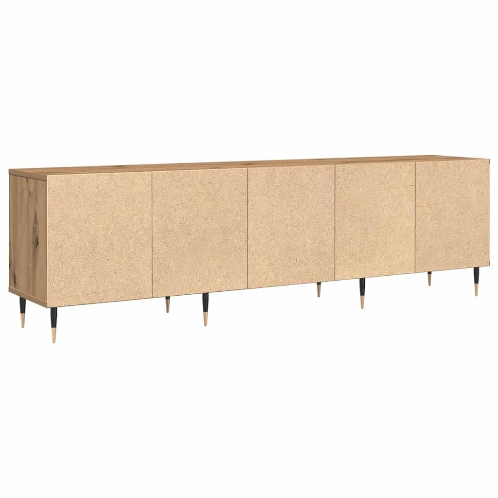 Szafka pod telewizor z dębu Artisan 150 x 30 x 45 cm, materiał drewnopochodny z 3 drzwiami i półkami, niska szafka do salonu, schowek HiFi, półka multimedialna, komoda z kanałem kablowym