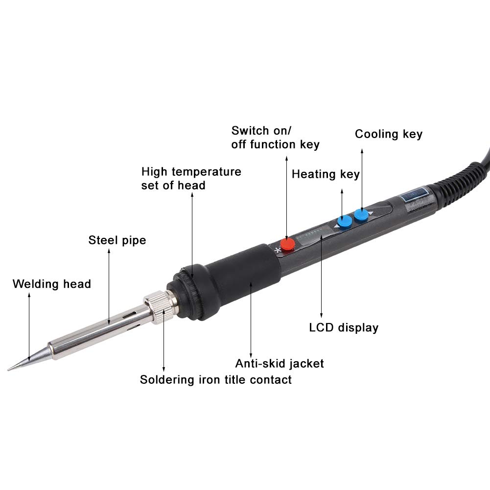 Pluma de calentamiento de soldadura, punta de soldadura de la serie 900M Soldador eléctrico Soldador portátil con LCD para reparación electrónica 20V 10A Enchufe de la UE