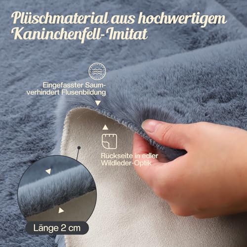 FeinKulturia Teppich Rund 60 cm, Waschbare Hochflor Kaninchenfellimitat Teppiche, Flauschig EIN Weicher Rutschfester Teppich für Wohnzimmer, Schlafzimmer und Kinderzimmer, Pet Bed Mat