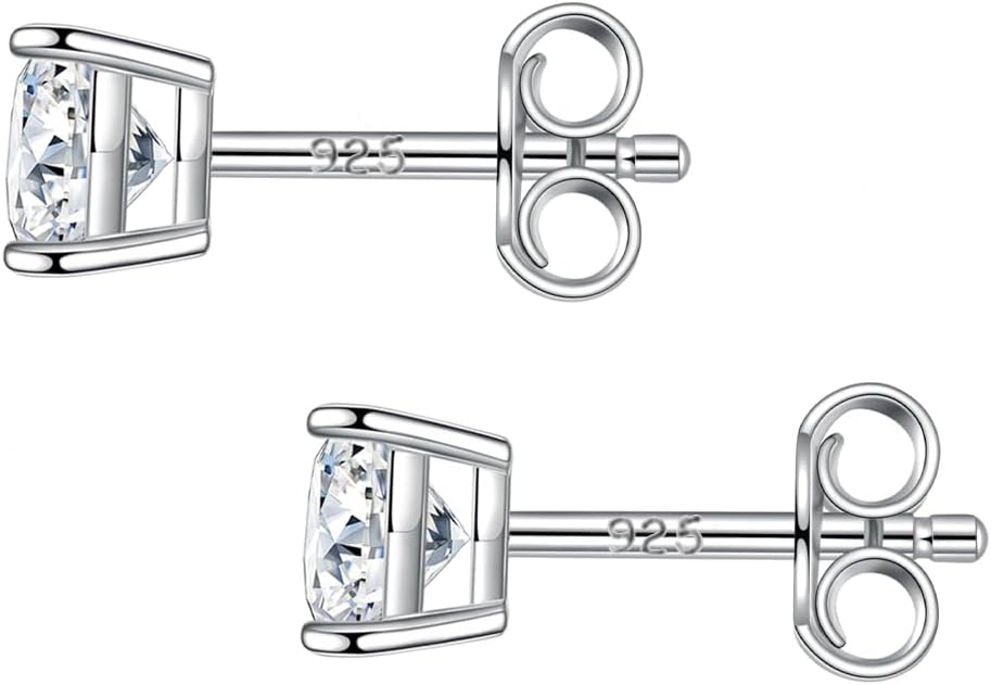Savlano 925 Sterling Silver Moissanite Stud Earrings, 3-6MM Princess Cut 0.4-2.36CT D Color VVS1 - Comes with A GRA Certificate & Gift Box - Made in Italy