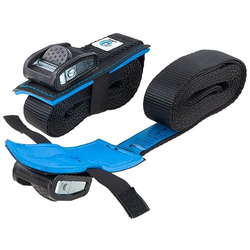 valonic ORCA - tie Down Straps Heavy Duty - 3500 lbs, Padded, cam Buckle, 13 ft x 1.3 in, 2 Pack - for roof Rack, Surfboard, Kayak and Paddle Board - Black, with Protection pad