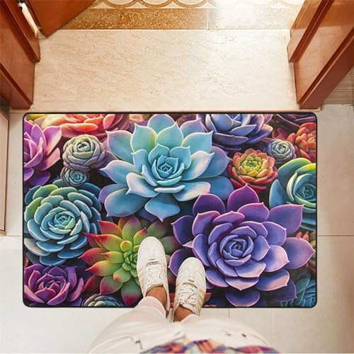 UMIRIKO Colorful Succulents Kitchen Rug Mats Anti Fatigue Non Slip Mats Kitchen Mats for Floor Kitchen Decor 36x24 Inch 202a6386