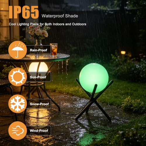 Image of Lightdot 11.8-Inch Outdoor Globe Floor Lamp, 9W RGBCW & 3000K Warm White