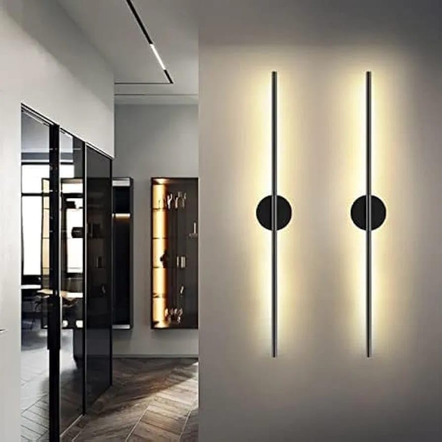 Image of Glowave Modern 600mm LED Long Tube Center Base Wall Light - Tricolour | White, Warm White, Natural White | (Black)