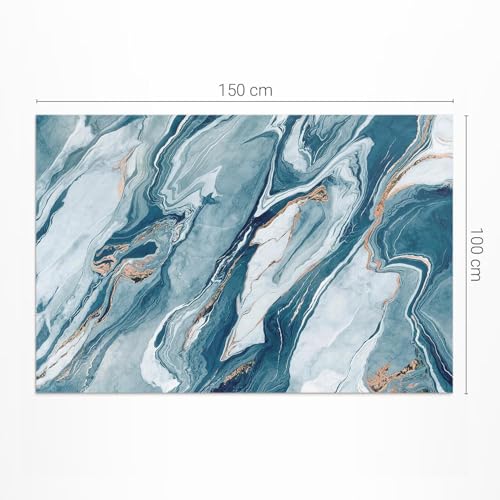 Tapis en vinyle aspect marbre bleu haut de gamme 100x150 - 4
