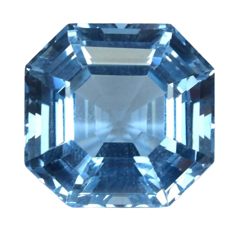 Gemme aigue-marine naturelle taillée en vrac 16 x 15 mm Asscher