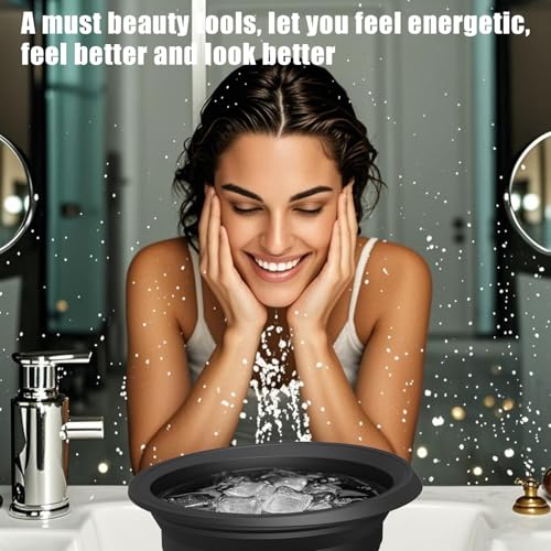 Image of anchara Face Bowl with Ice Tray, BPA-Free, Modern Black Round Basin, Dishwasher Safe - Ideal for Face Bath, Skin Soaking & Daily Cleansing