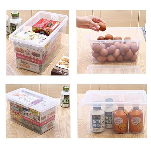 Image of Fridge Storage Boxes /Food Grade Kitchen Containers /Square Handle Food Storage Organizer Boxes With Lid And Handle For Refrigerator Vegetables -5L Air Tight (Pack Of 1), Transparent