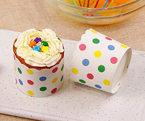 Webake Large Paper Baking Cup, 6Oz Disposable Cupcake Muffin Cases, Jumbo Cupcake Liners, Set Of 25 (Colorful Dot) #TOP4