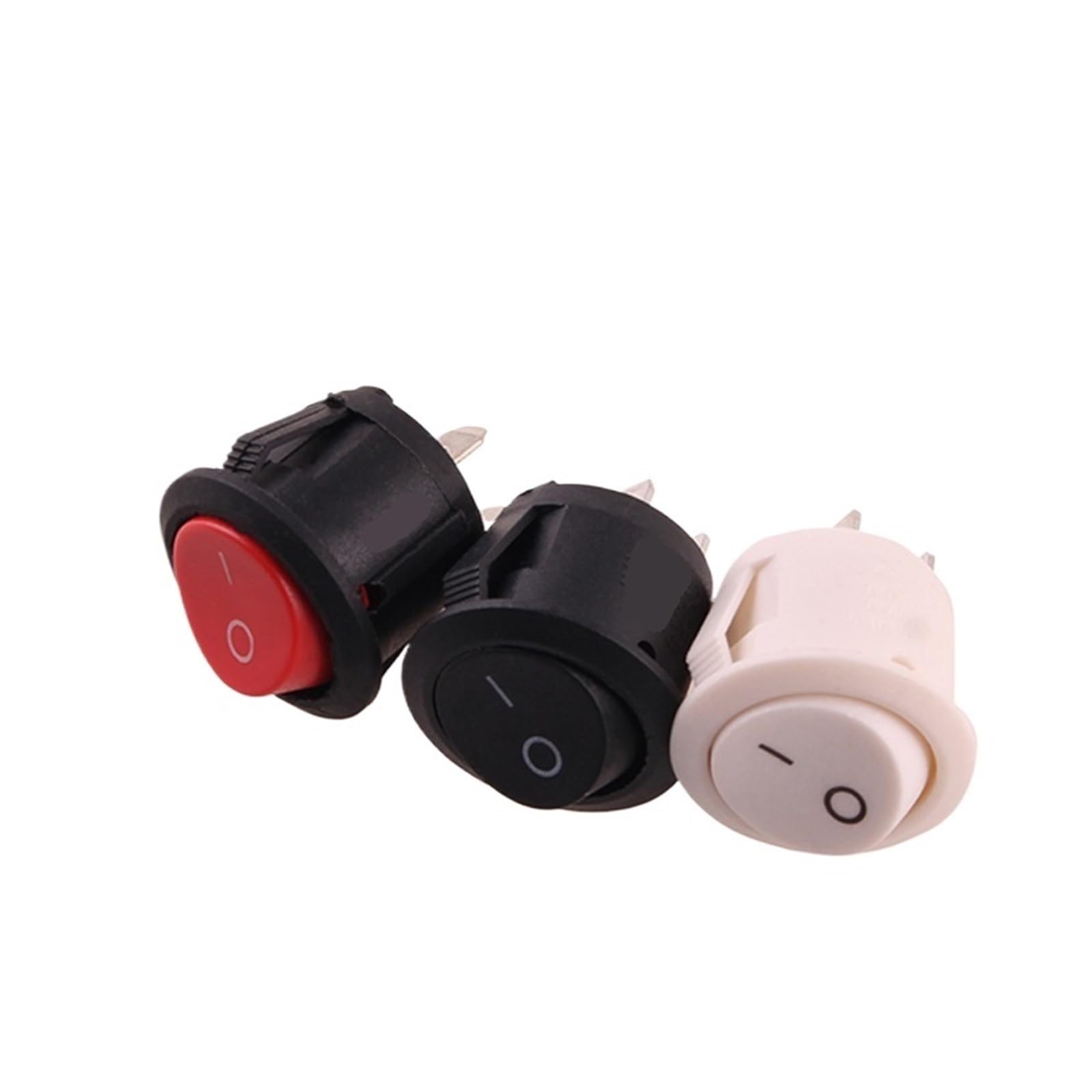 Interruptor Basculante Circular De Encendido/Apagado 2 Pines 20mm Diámetro 6A/250VAC 10A 125VAC Botón Plástico(White,1pcs)