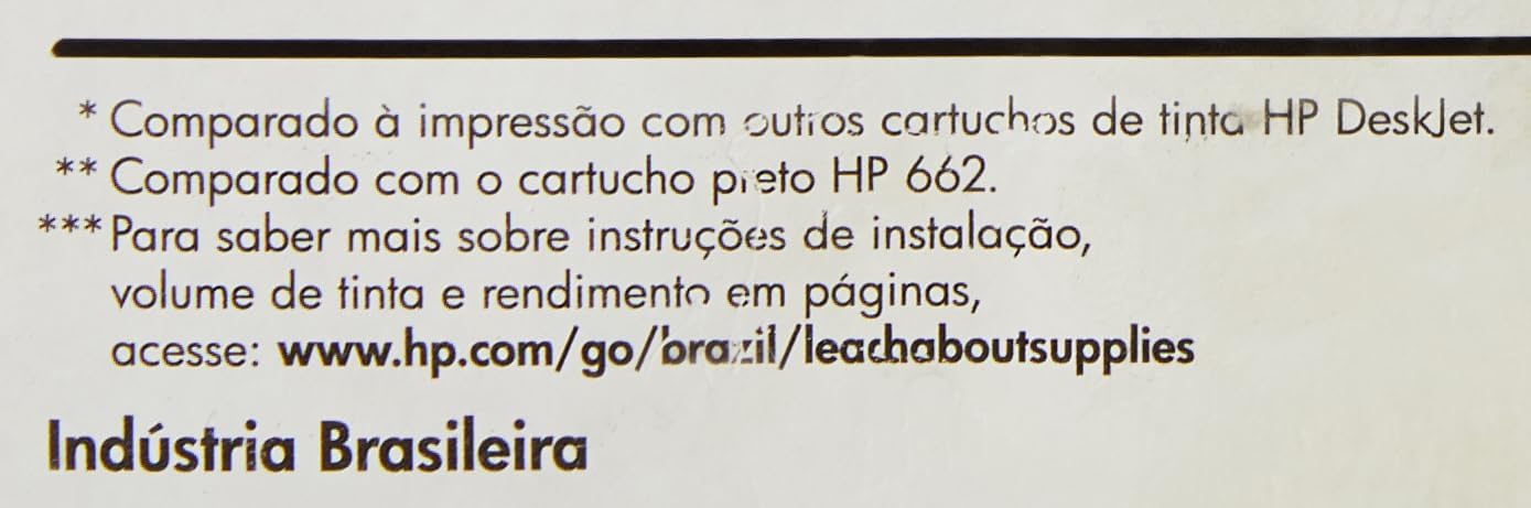 Cartucho HP 662XL Preto Original (CZ105AB) Para ImpressoraDeskJet 2516, 3516, 3546, 2546, 1516, 4646, 2646 Cartucho HP 662XL Preto Original (CZ105AB) Para ImpressoraDeskJet 2516, 3516, 3546, 2546, 1516, 4646, 2646