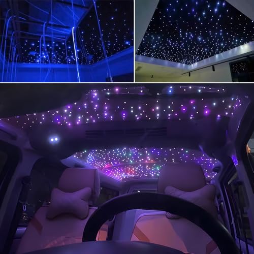 AKEPO 16W RGBW Twinkle APP Control Fiber Optic Lights, Music Activated+430pcs*9.8ft/3m (0.03+0.04+0.06in) Mixed Optical Fibers+Remote for Starlight Headliner Car Truck/Home Star Ceiling Light Kit