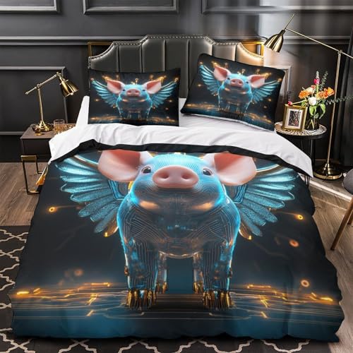 Parure de lit loup imprimé 3D microfibre supérieure King 220x240cm - 2
