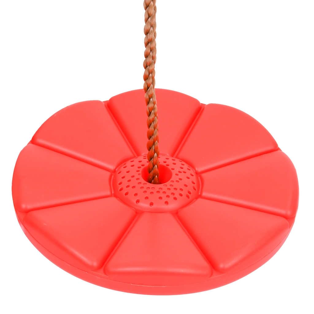Altalena con piatto per bambini, rossa con corda regolabile in altezza, portata fino a 100 kg, altalena da giardino in plastica robusta, dispositivo di gioco per esterni per ragazzi e ragazze