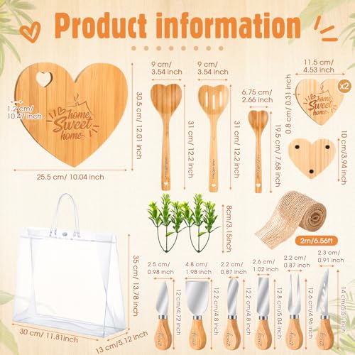 Juego de tabla de cortar y accesorios de madera en forma de corazón miniatura 2