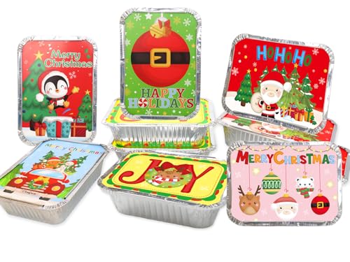 ceiba tree 36 Christmas Foil Containers with Lids 6 Festive Designs 7.4