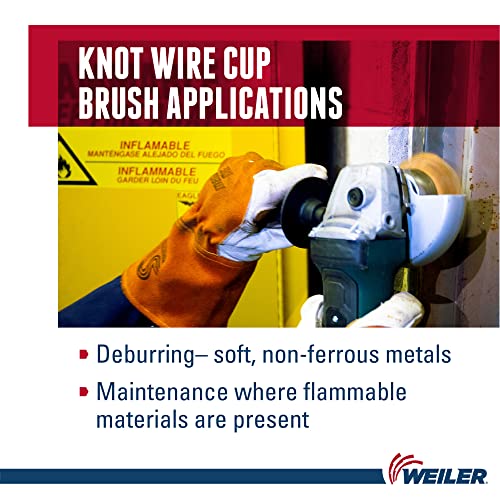 Image of Weiler 13299 2-3 /4 inch Single Row Knot Wire Cup Brush, .020 inch Bronze Fill, 5 /8 inch-11 UNC Nut, Made in the USA