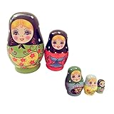 Material: Holz Sharplace 5-TLG Russische Mädchen Puppen Matroschka, Matruschka, Matrjoschka, Babuschka aus Holz Kinder Spielzeug Dekoration