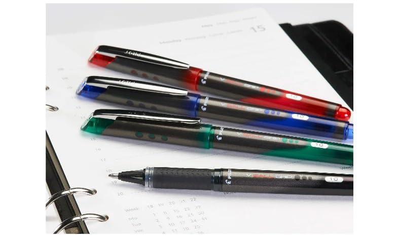 Image of MADHAVI STATIONERS pilot V Ball Grip Roller ball pen - 1.0mm Bold Tip - Pack of 2 pens - (BLN-VBG10) (Blue ink)