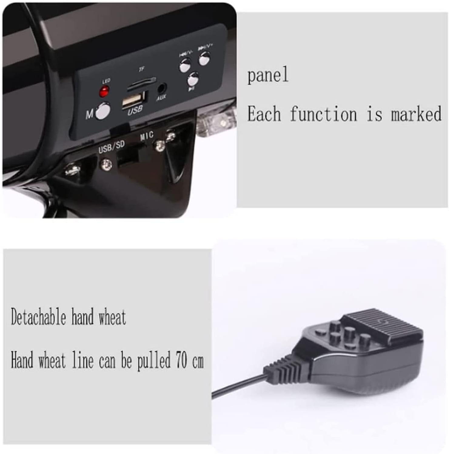 esmen Megaphone Portable USB Megaphone Speaker Siren 50W High Treble Horn Megaphone Adjustable Volume Loudspeaker Multifunction Bullhorn Megaphone Bullhorn