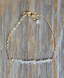 Small Herkimer Diamond Gemstone Bracelet- 14k Gold Filled- Birthstone- Women's Jewelry Gift Idea- Graduation- April Birthstone Birthday Gift Idea