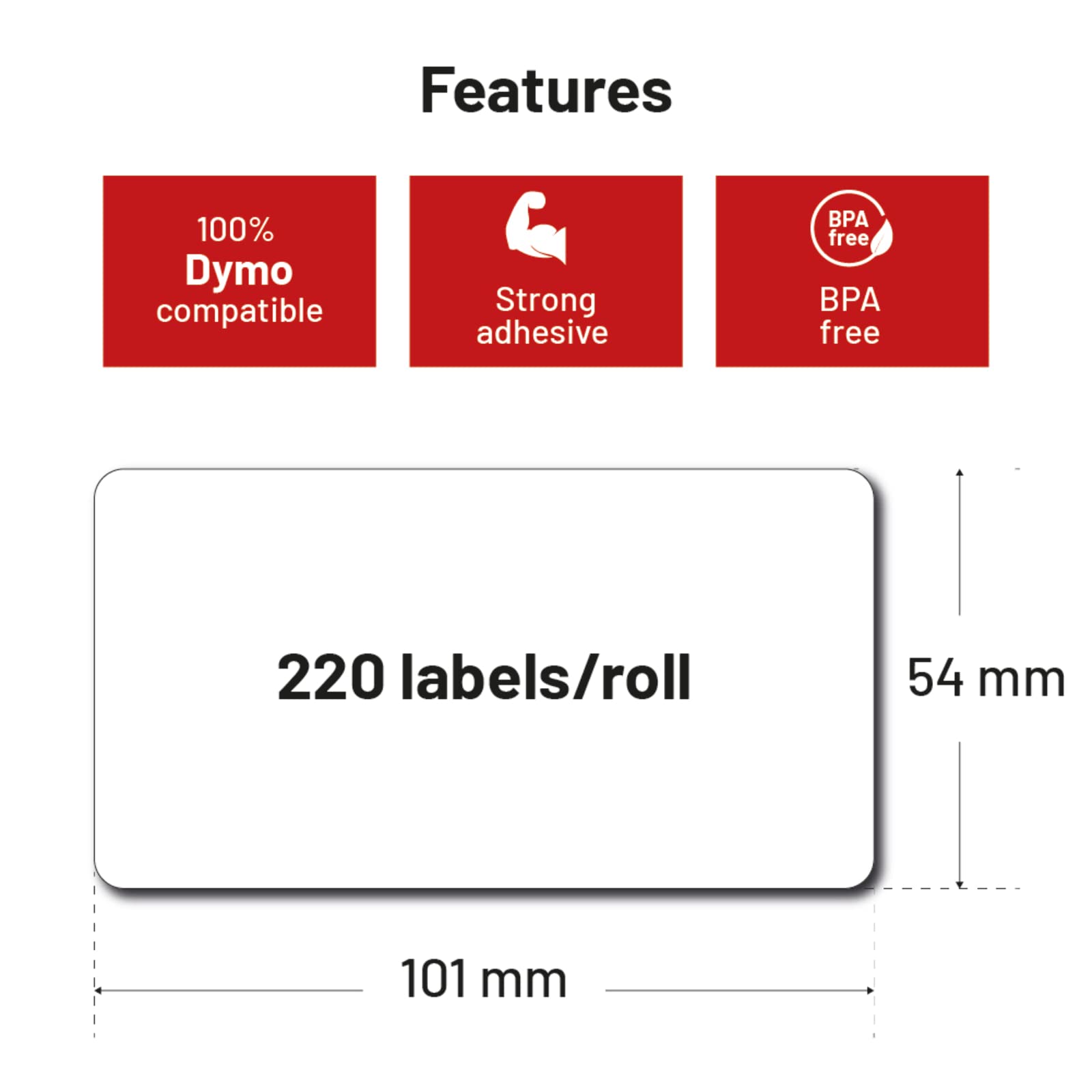 Kompatibel/Ersatz für Dymo 99014 54x101mm 220 Label Etiketten pro Rolle/Seiko SLP-SRL 54x101mm 220 Label pro Rolle (50x)