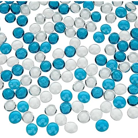 Hisredsun 260 Stück klare und meerblaue Glaskiesel Cover