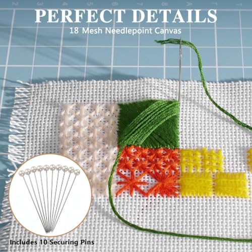 Image of 18 Mesh Needlepoint Canvas Blank,18 inch x 20 inch, Interlock Needle Point Canvas Roll Blank, Cross Stitch Fabric, Cross Stitch Canvas for Embroidery Crafts