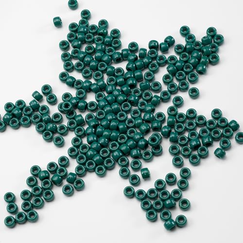 Image of 1000 Pcs Acrylic Pony Beads 6x9mm Bulk for Bracelet Necklace Jewelry Making Earring Hair Braiding Kandi Beads (Blackish Green)