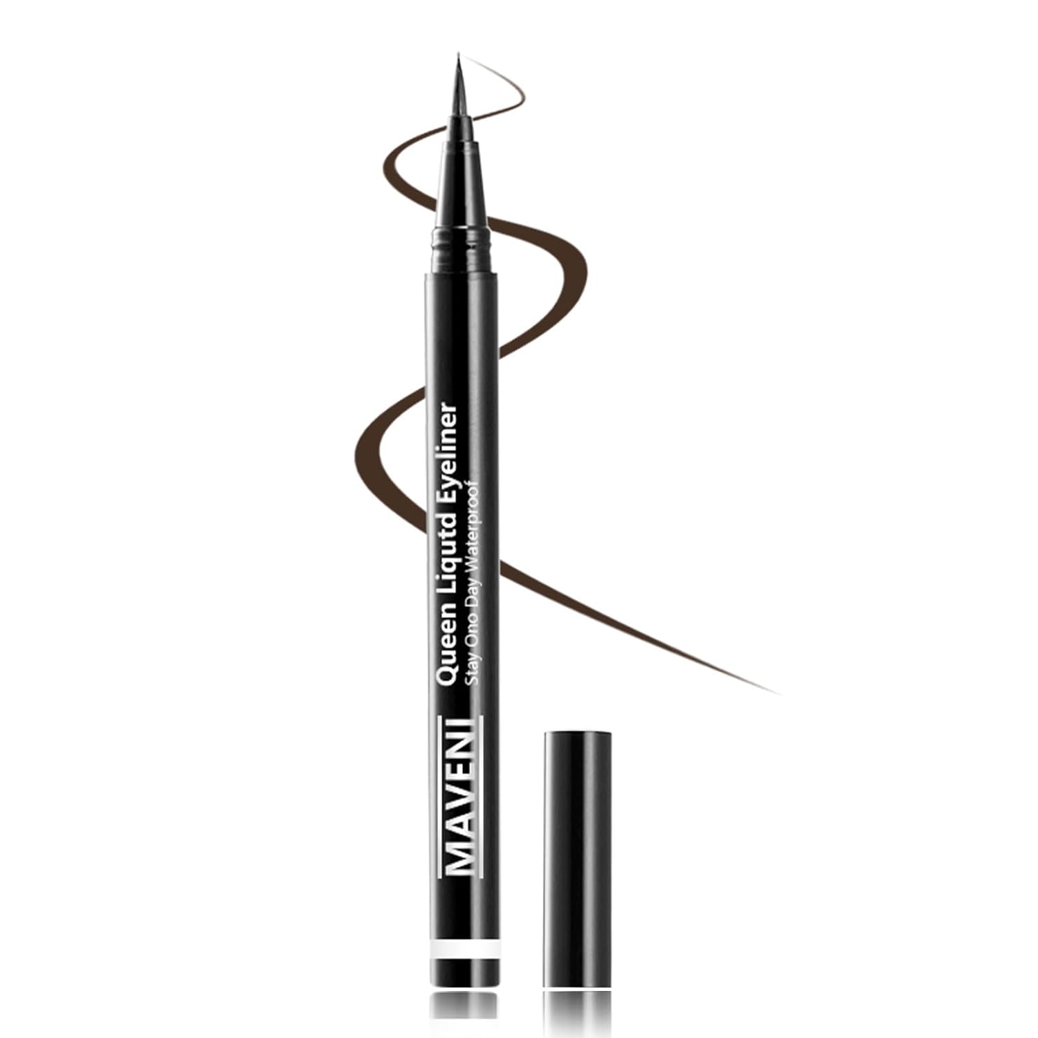 Waterproof Liquid Eye Liner, Stay One Day Makeup with Fine Brush Tip Lasting Satin Finish, Smudge-Proof & Transfer-Resistant (02# Dark Brown)