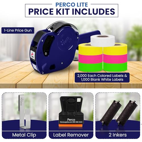 image for Perco Lite 1 Line Price Gun Kit - Includes 2 Rolls Each of Yellow, Flu